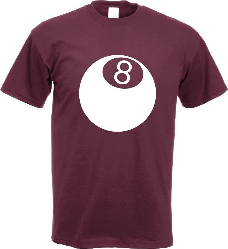 Kiwistar - T-Shirt - Burgund - 8 Ball Motiv Bedruckt Funshirt Design Print - mit Motiv Bedruckt - Funshirt Design - Sport - Freizeit - Herren - XXL