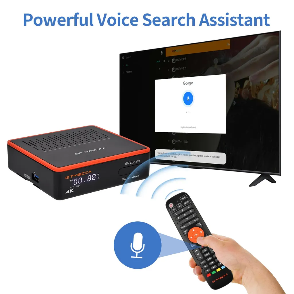 Décodeur TV 4K GT KOMBO Wi-Fi pour IPTV et Satellite sans Interruption - 4