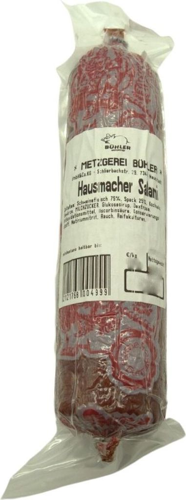 Hausmacher Salami am Stück 250g aus Schweinefleisch und Produktbild 