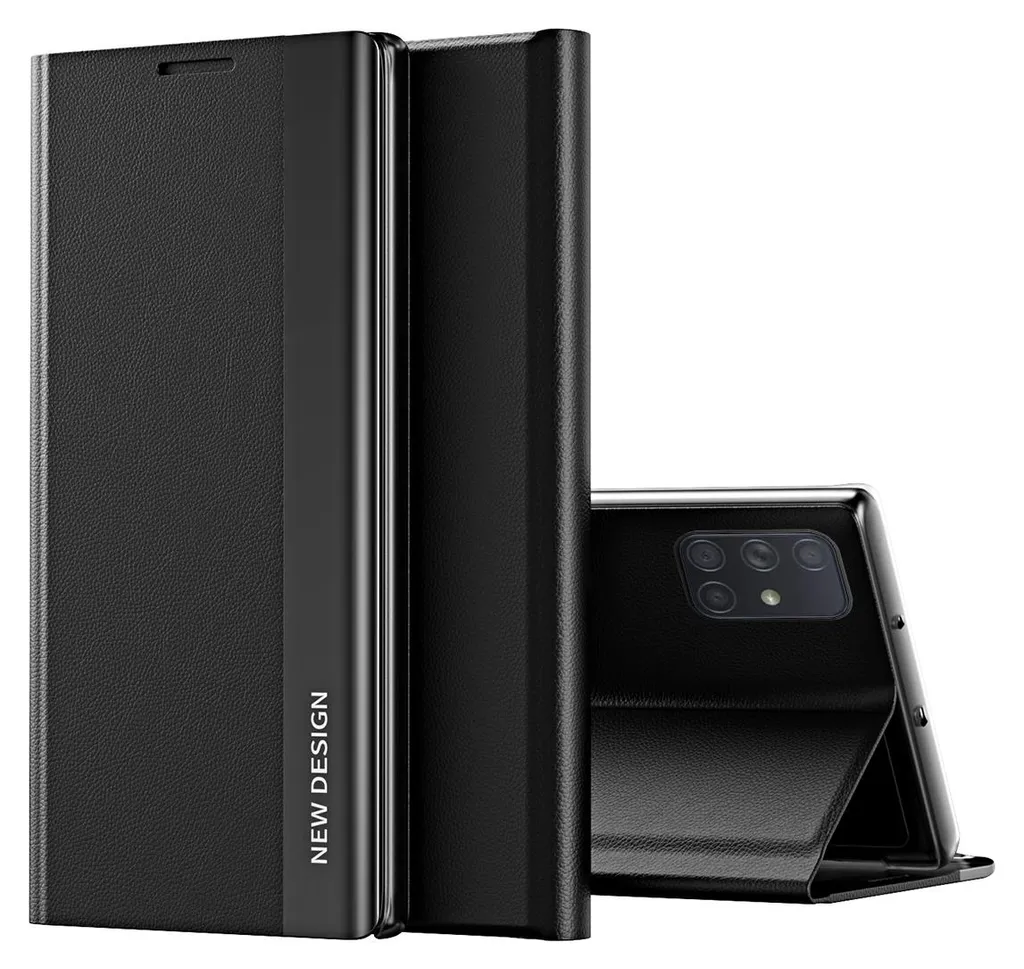 Custodia Galaxy A71, LaimTop Finto cuoio Magnetic Flip Stand Custodia per Samsung Galaxy A71 5G / A71 4G Nero
