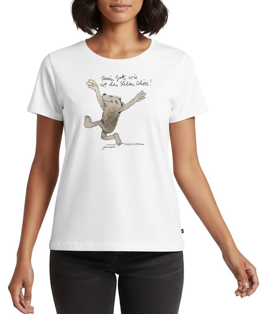 Spreadshirt Janosch Bär Schönes Leben Spruch Frauen Premium T-Shirt, M, Weiß