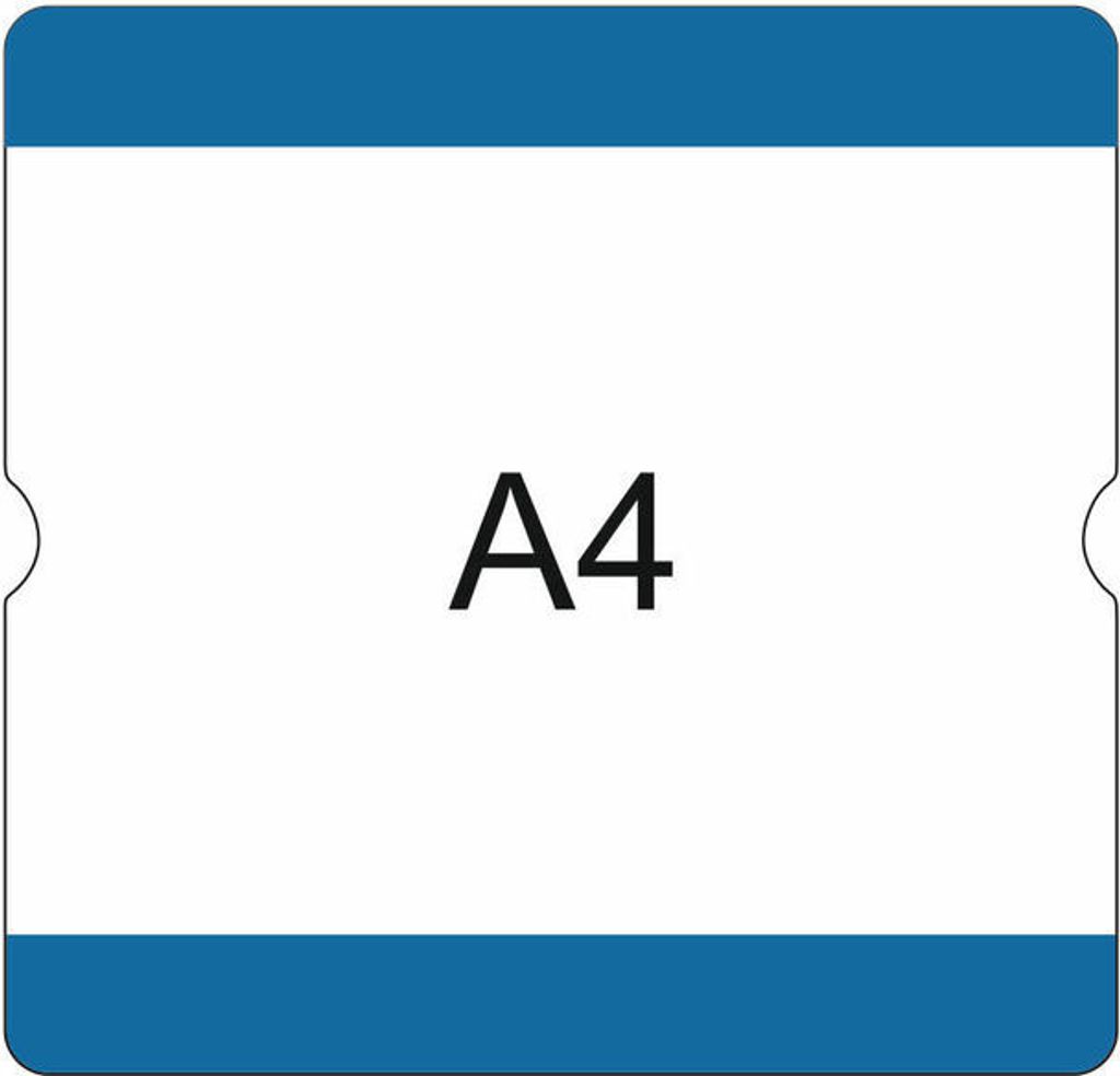 Bodenbeschriftungstasche A4 offen, zur Kennzeichnung von Palettenstellplätzen, austauschbare Beschriftung, Blau, Verpackungseinheit: 1 P/10