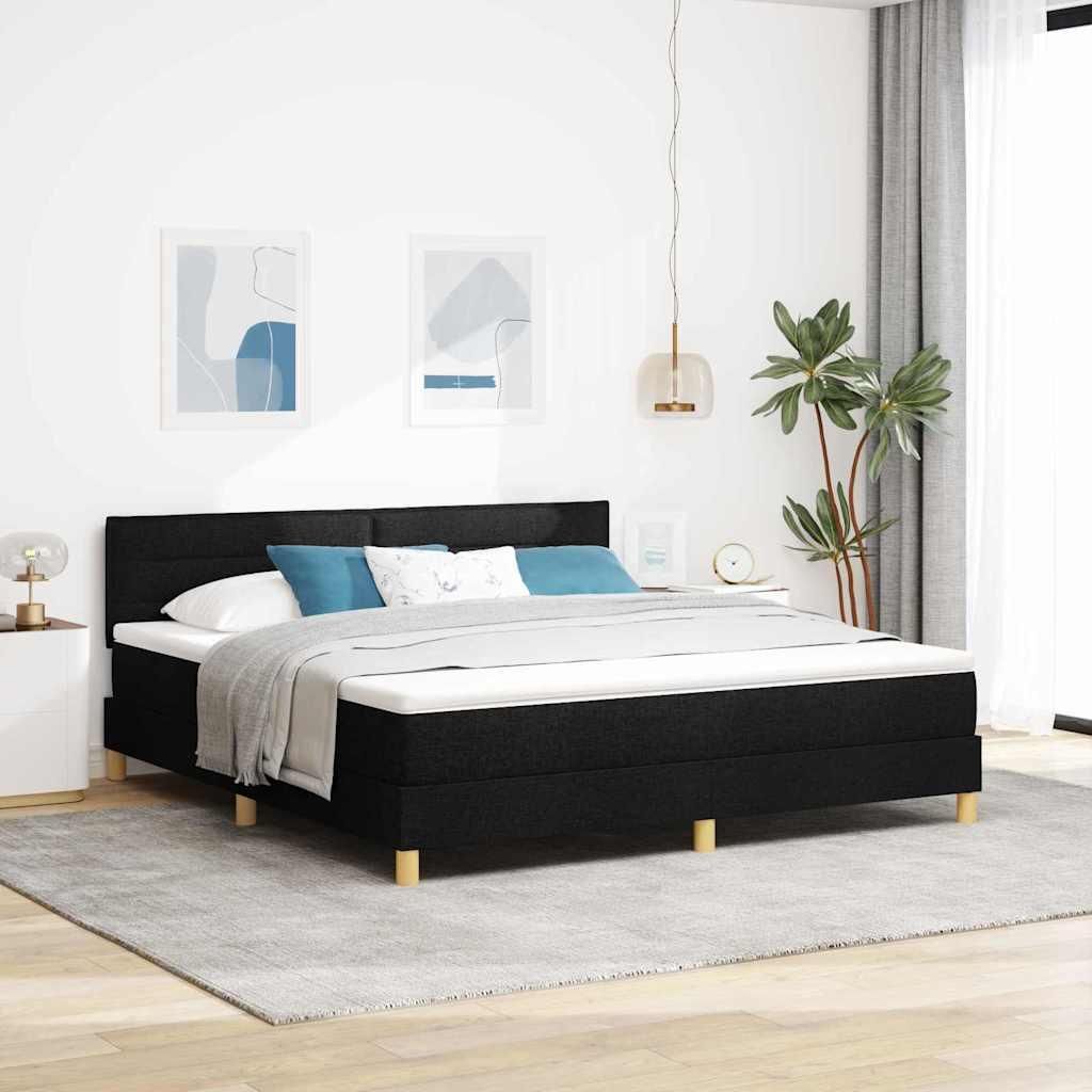 Möbel Boxspringbett mit Matratze Schwarz 180 x 200 cm Stoff - Klassische Betten 3338862