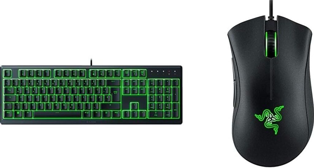 Tastatur Chroma RGB QWERTZ | DE-Layout, Schwarz & DeathAdder Essential (2021) - Essentielle Gaming-Maus mit optischem 6.400-DPI-Sensor Schwarz