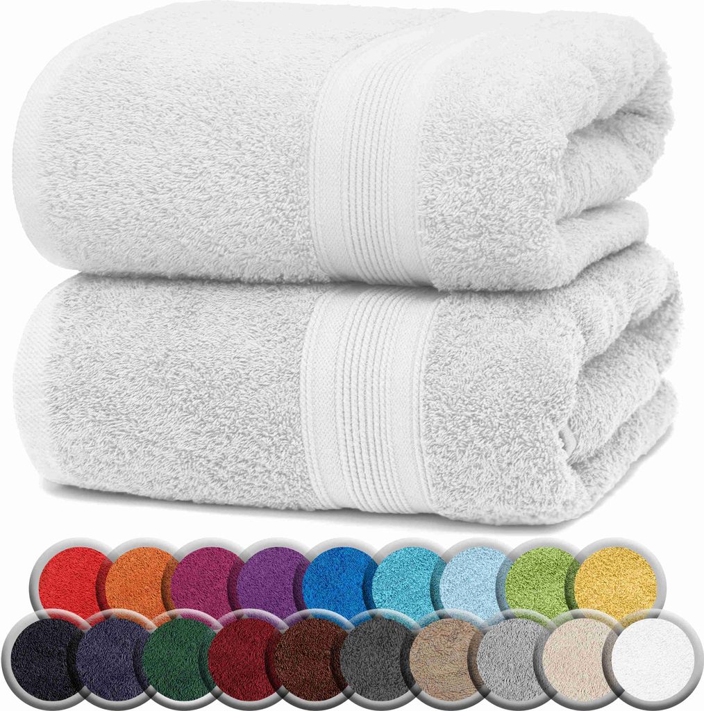Frottier Badetücher 2er Pack 100x150cm, 100% Baumwolle, Weiß