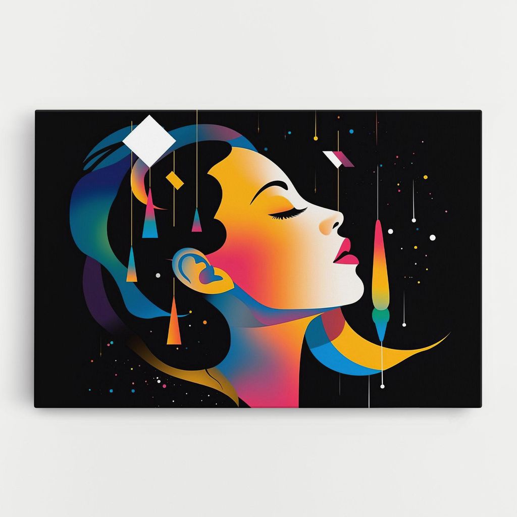 ARTHUB Leinwandbild 40x60 cm, Dreamy Night Female | Wohnzimmerdekoration, Hängende Bilder, Wanddekoration, Heimdekoration, Frauen, Abstrakte Frauen