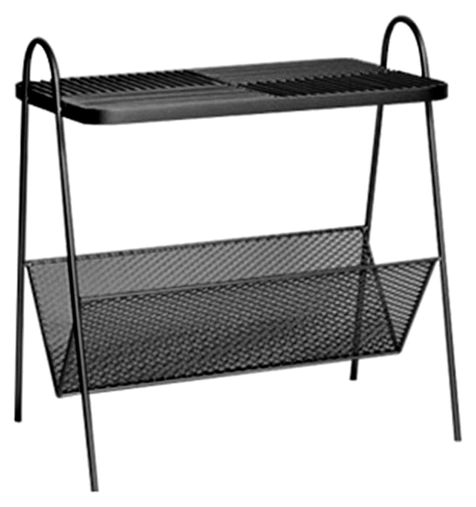 Nordic Sofa Seitenregal aus Eisen für Kaffee, Schlafzimmer, Nachttisch, Wohnzimmer und Balkon, 54,5 x 33 x 59 cm, Schwarz