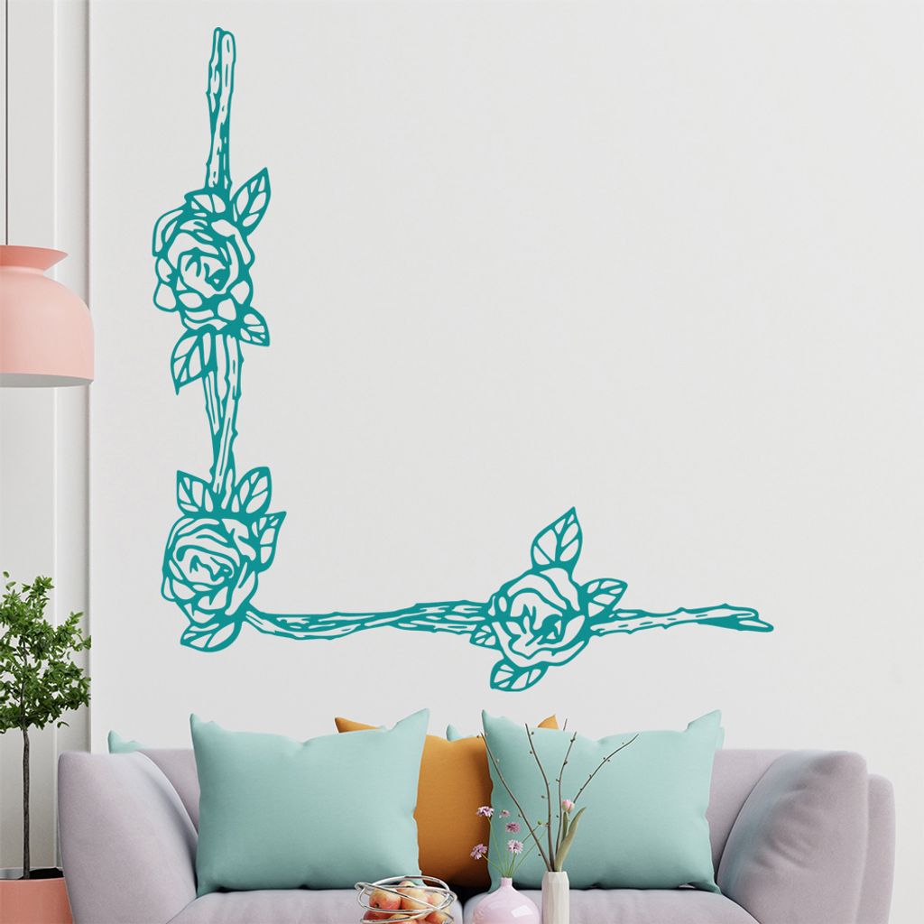 Rose - Pflanzen Wandtattoo in 6 Größen - Wandaufkleber Wall Sticker - Dekoration, Küche, Wohnzimmer, Schlafzimmer, Badezimmer