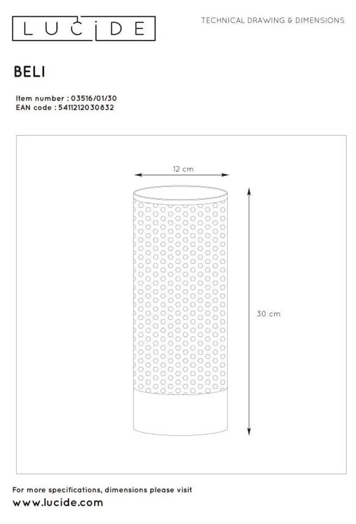 Petite Lampe de Table Noire BELI Ø 12 cm - Éclairage d'Appoint Chic E27
