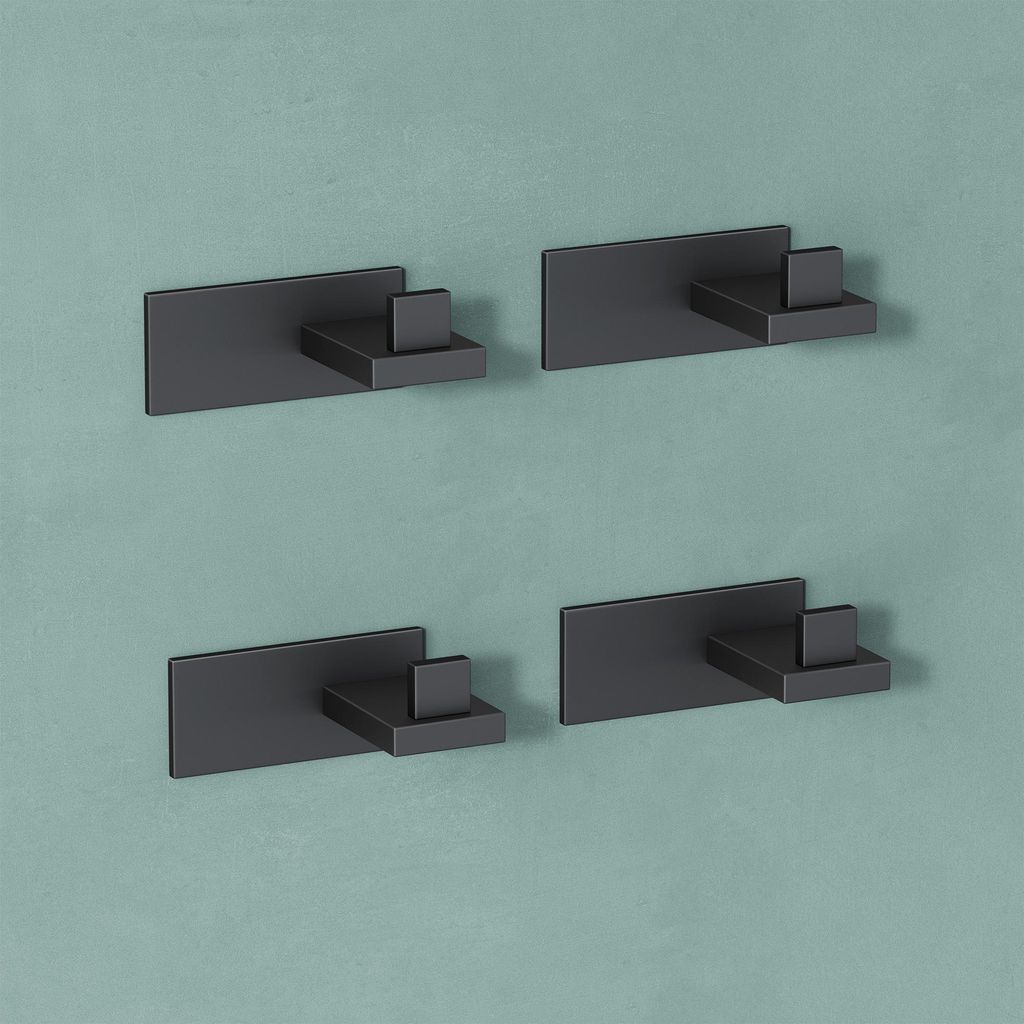 Mai & Mai Kleiderhaken 4 Stück Wandgarderobe Wandhaken aus Edelstahl Garderobenleiste Garderobenhaken 8cm Matt schwarz Stalo-06