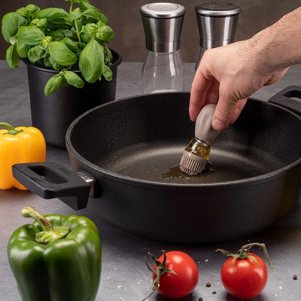 2-teiliges Set Ölflasche und Pinsel - Glasölspender mit Silikonpinsel - 180 ml - für Öl, Essig, Backen - Blau