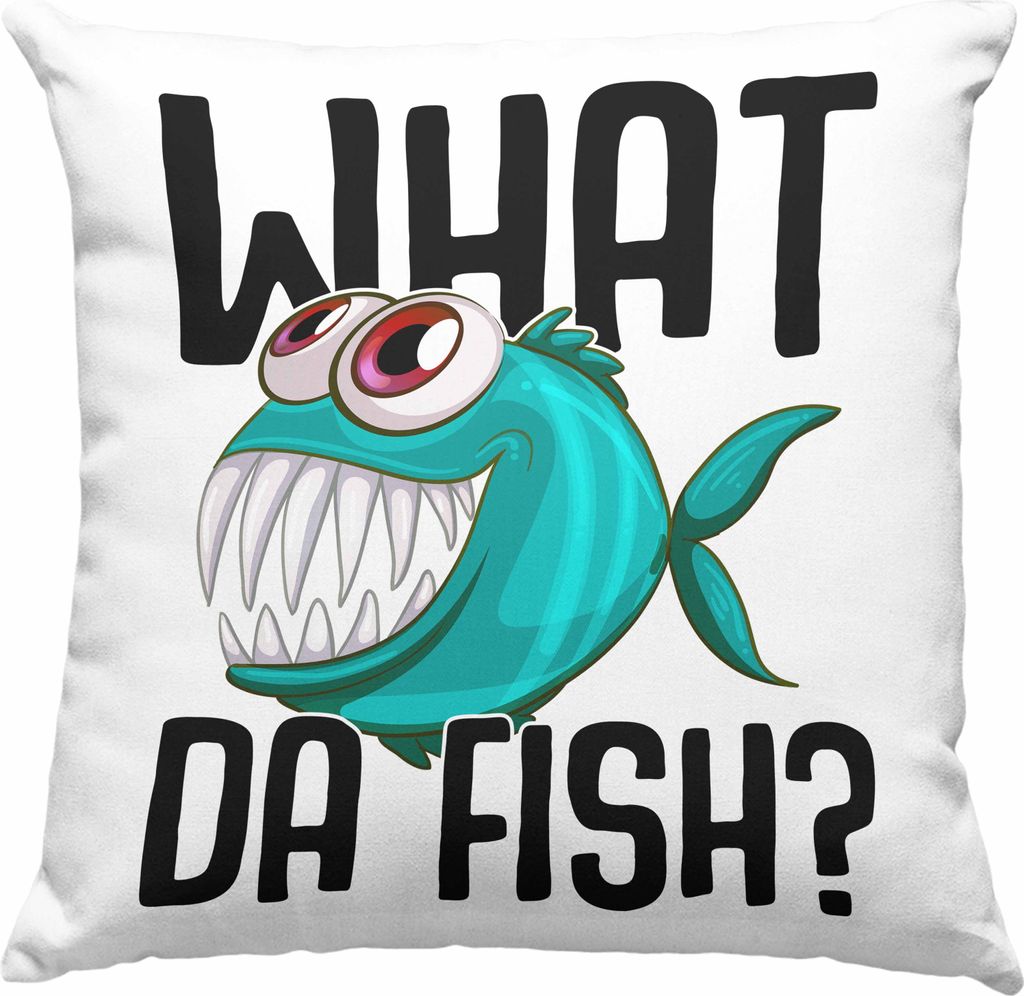 Trendation - Angler Fischer Deko-Kissen mit Füllung 40x40 Geschenk Raubfische Hobbyangler Hecht Forelle Barsch Angeln Deko-Kissen mit Füllung 40x...