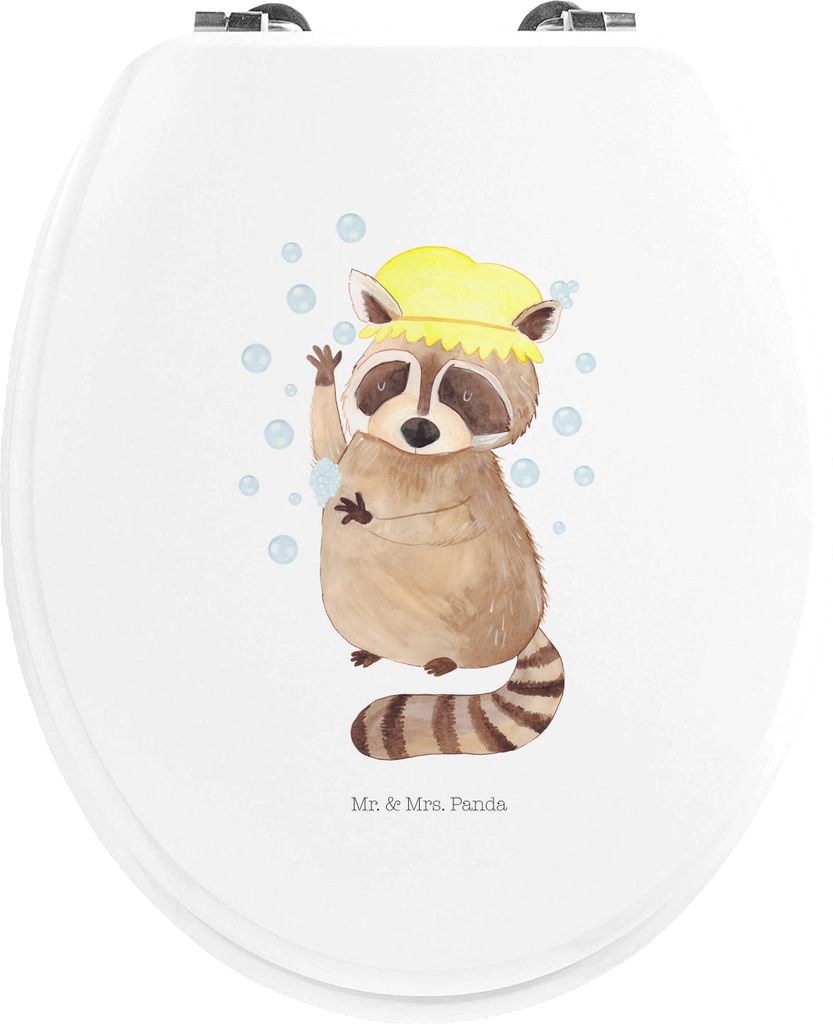 Mr. & Mrs. Panda WC Sitz Waschbär - Weiß - Geschenk, klo deckel, WC-Sitz, Plan, Seifenblasen, Toilettenbrille, Waschen, Klobrille, Fröhlich, Gut...