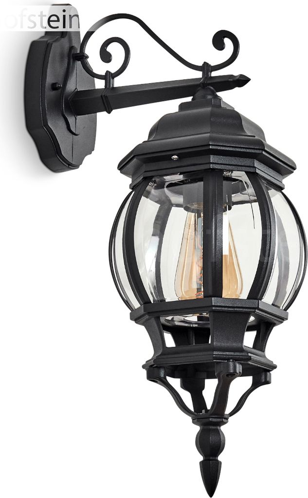 Meyen »Meyen« Wandlampe abwärts aus Metall/Glas in Schwarz/Klar