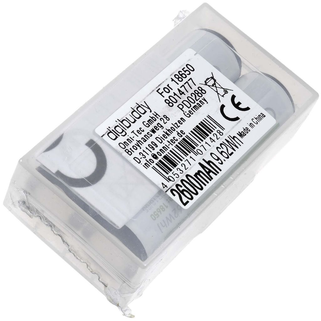 Digibuddy 18650 Akku Li-Ion-Zelle 2er Pack Produktbild 
