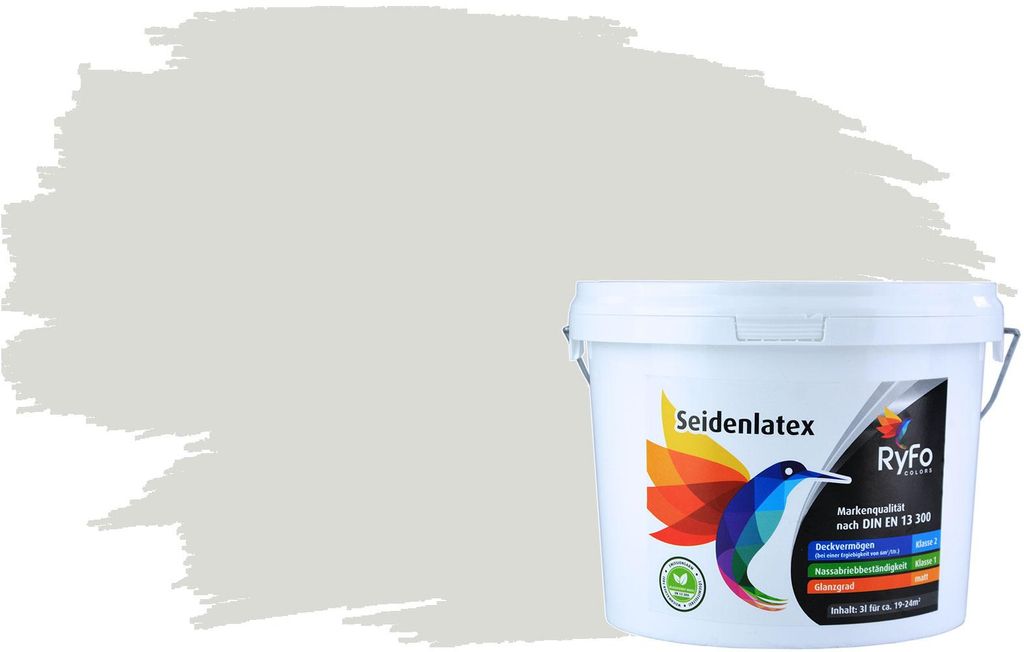 RyFo Colors Seidenlatex Trend Weißtöne Grauweiß 3l - bunte Innenfarbe, weitere Weiß Farbtöne und Größen erhältlich