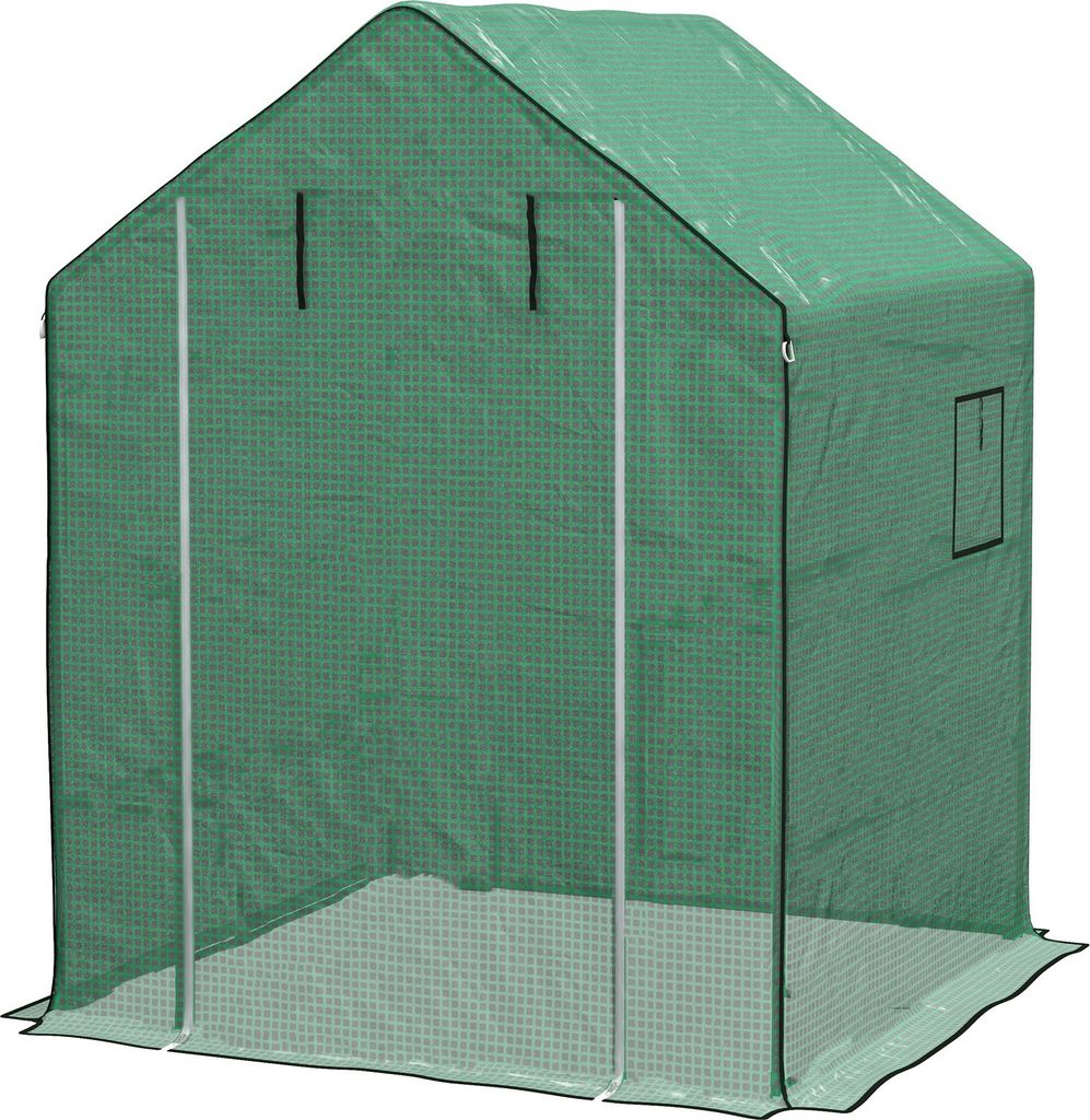 Outsunny Ersatzfolie Gewächshausfolie mit UV-Schutz, Seitenfenster, Rolltür, Ersatzabdeckung, PE-Folie für Tomatenhaus, Treibhaus, Grün, 140 x ...
