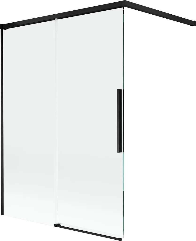 Paroi de baignoire coulissante 120 cm en verre trempé et cadre noir