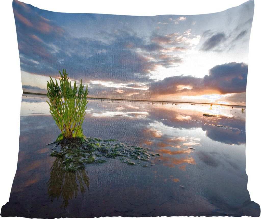 MuchoWow Zierkissen Sofakissen Wohnzimmer Dekokissen 50x50 cm Meer - Watteninseln - Luft - Komfort - Sofakissen