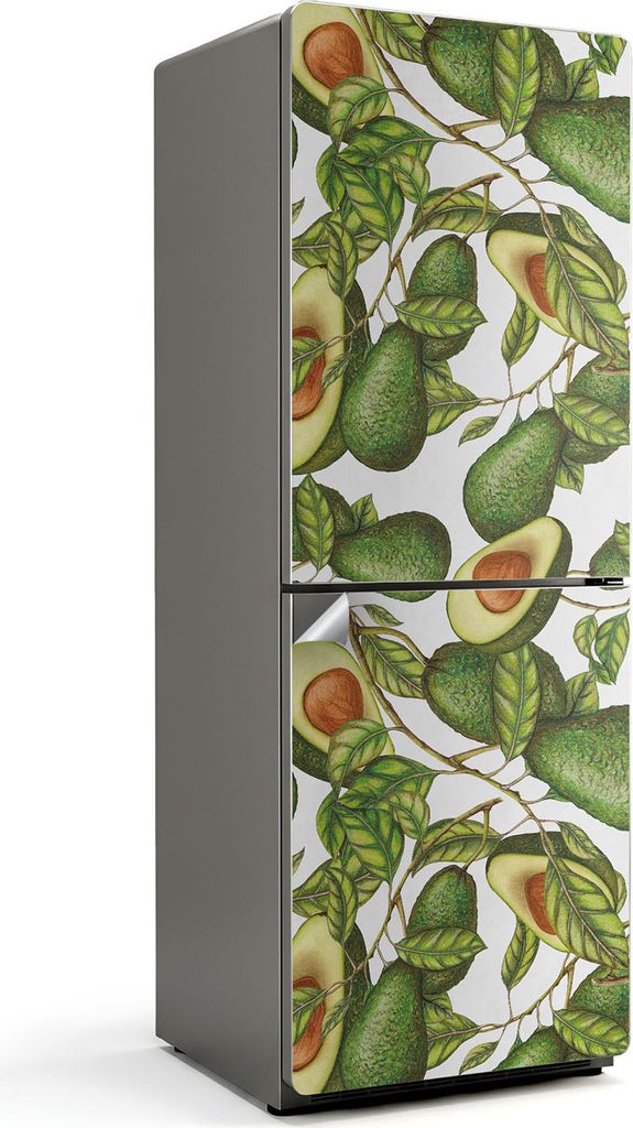 Florale und geometrische Muster – Kühlschrank Aufkleber – Klebefolie Kühlschrank – Kühlschrank Nachbildung – Kühlschrankfolie selbstkle...