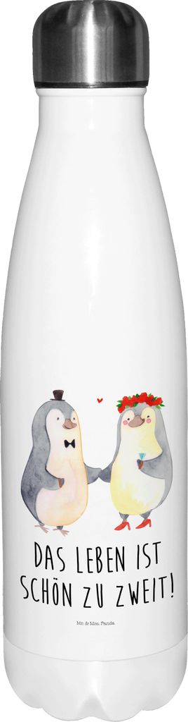 Mr. & Mrs. Panda Thermos Pinguin Heirat - Weiß - Geschenk, Mann, Trinkflasche, Wasserflasche, Paar, thermosflaschen, Frau, trinkflaschen, Thermo-T...