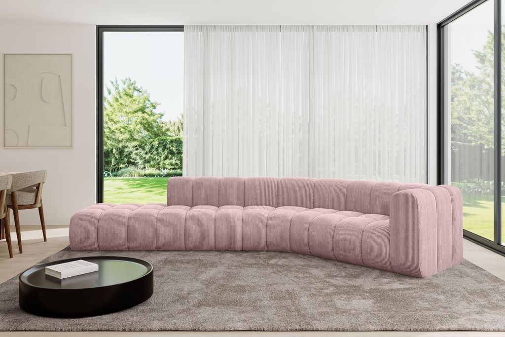 ALTDECOR Modulares Sofa Ecksofa in L-Form - Tilmo-L1 - 399x194x70 cm Rosa - Corner modular Sofa Eckcouch Couch Wohnlandschaft Cauchsofa Bodensofa P...