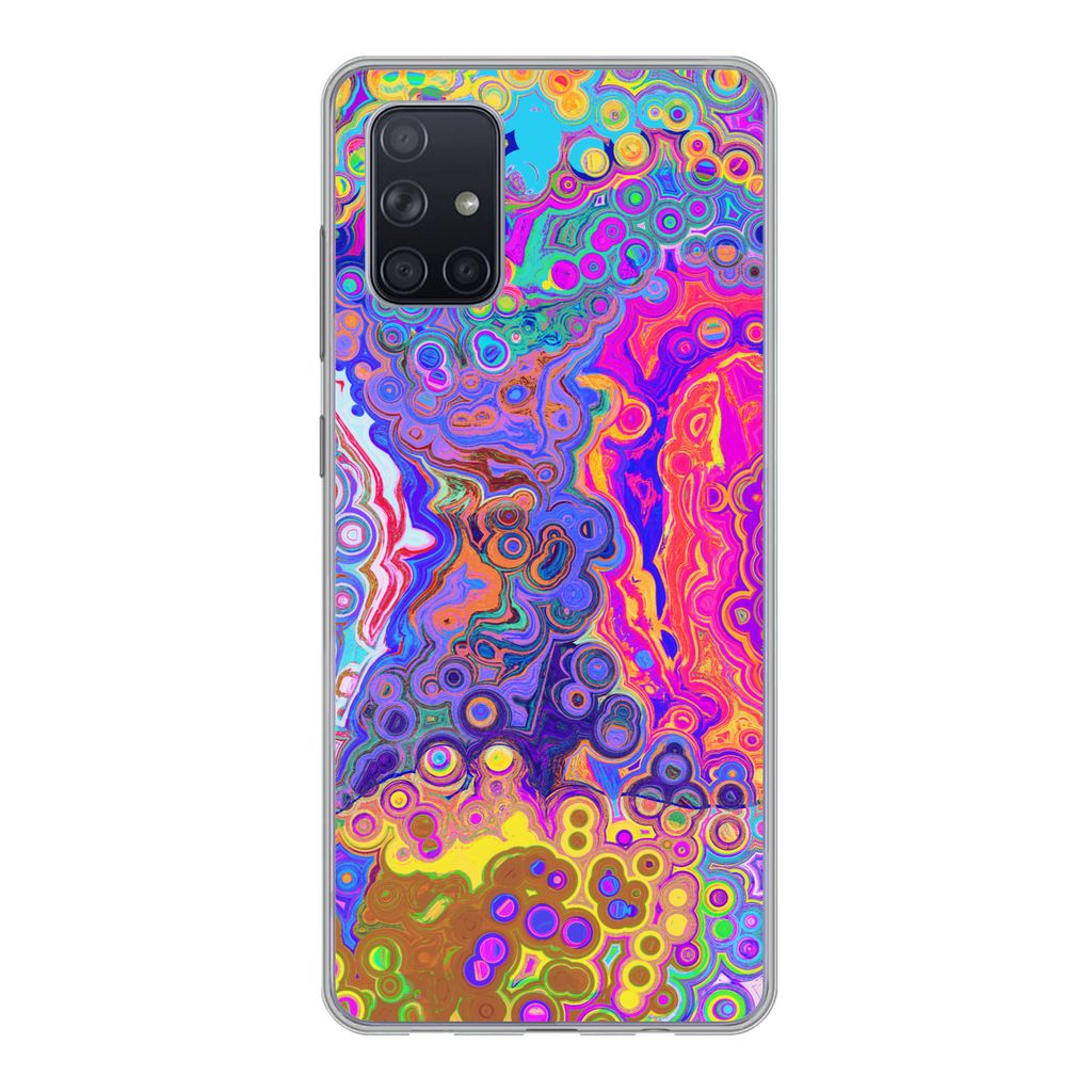MuchoWow Handyhülle Schutzhülle Hülle für Samsung Galaxy A51 Kunst - Formen - Farbe - Psychedelisch Silikon Softcase Handy Hülle - Schutzabd...