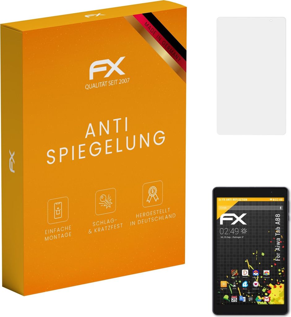 atFoliX FX-Antireflex 2x Schutzfolie kompatibel mit Aiwa Tab AB8 Displayfolie