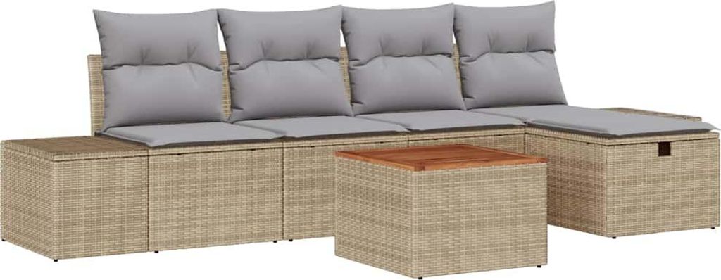 "im Sonderangebot" Gartensofa-set - elegantes Design - Sitzgruppe mit Sofa, Tisch - mit Kissen mit Speicher 6 pcs Beige Poly-Rattan - Terassenmöbe...