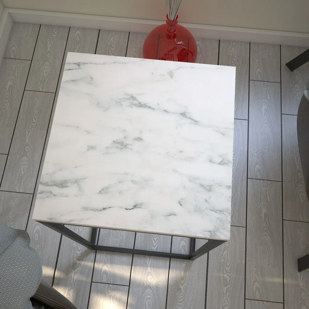 Table d'appoint design effet marbre blanc Skye Decor Pure Marmo