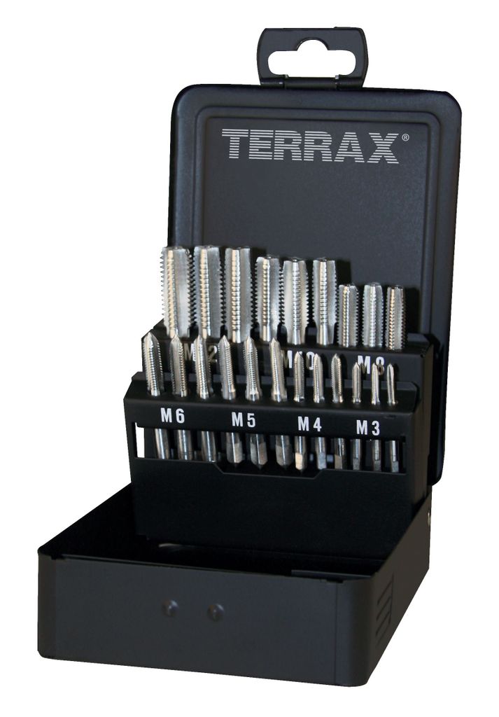 TERRAX by RUKO Handgewindebohrer-Satz M DIN 352 HSS - 21 tlg. (Kassette Stahlblech) - A245006