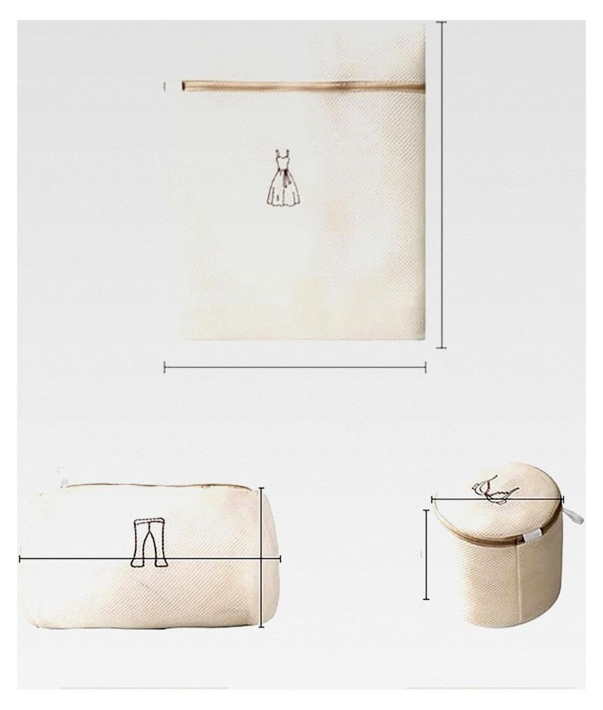 Wäschenetz Wäschebeutel mit Reißverschluss für Waschmaschinen - 3 Stück (Beige)