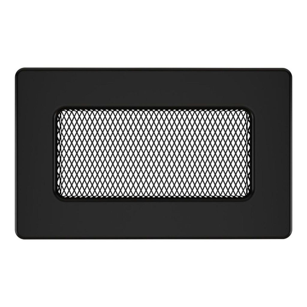 Kaminlüftungsgitter Schwarz 11x17 cm – Lüftungsgitter für Kamin, Ofen oder Wand – Metall, rechteckig