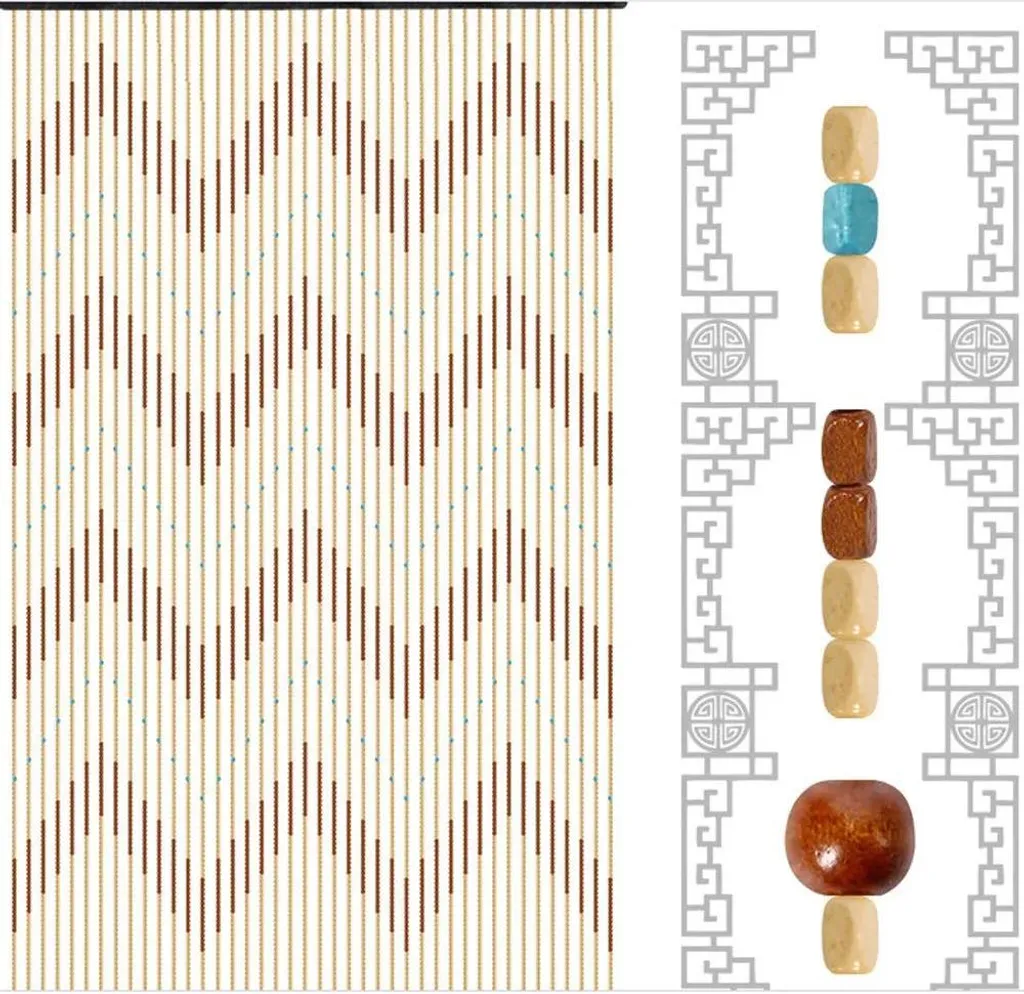 Rideau à perles pour séparation de pièce 90x220 cm - Bois marron pratique