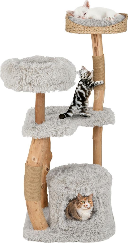 COSTWAY 124cm Kratzbaum Holz, Katzenbaum mit Kratzpfosten, Produktbild 