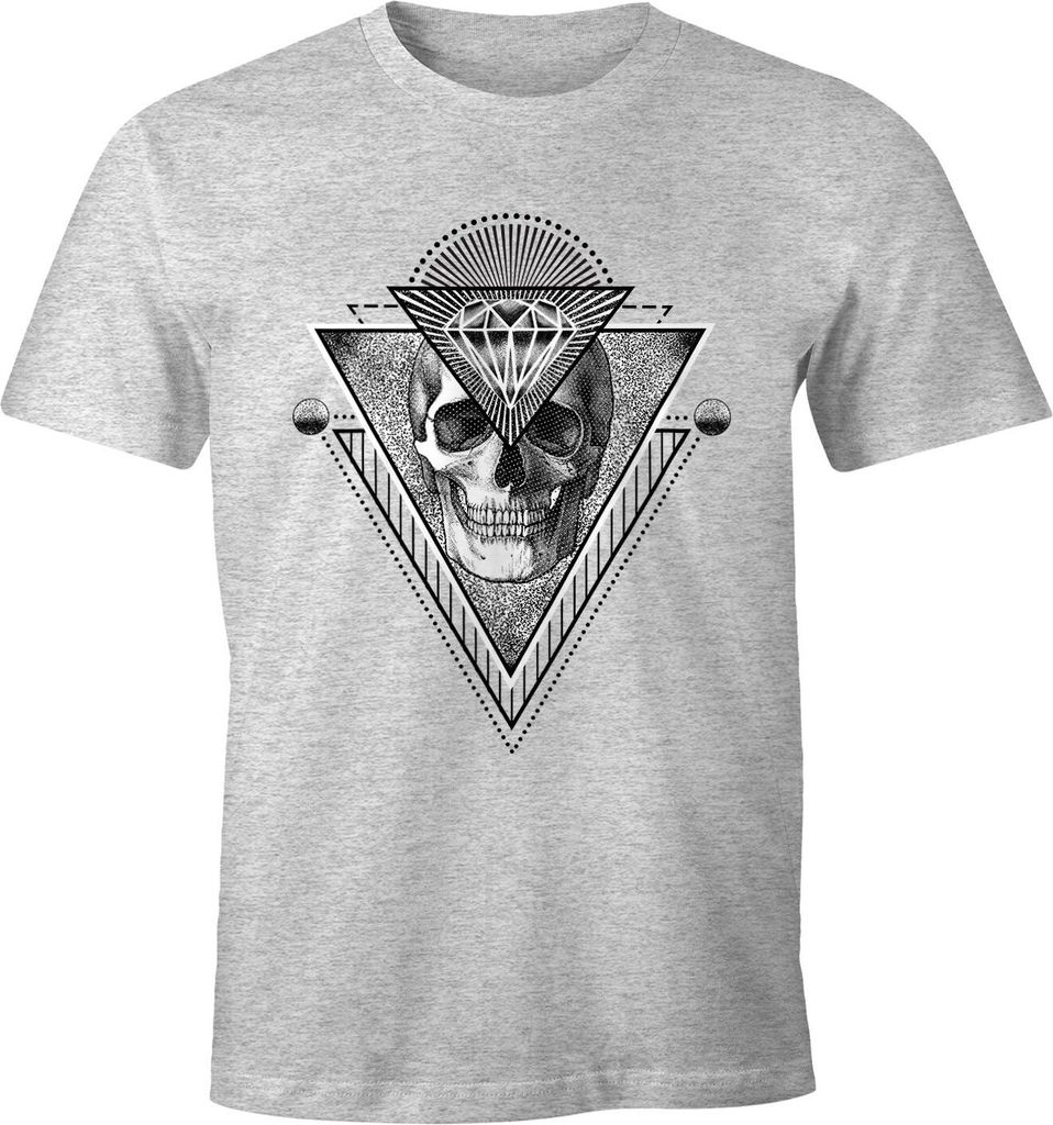 Trendiges Herren T-Shirt Totenkopf Skull Trinagle Kunst Diamond Diamant Moonworks grau-meliert XXL