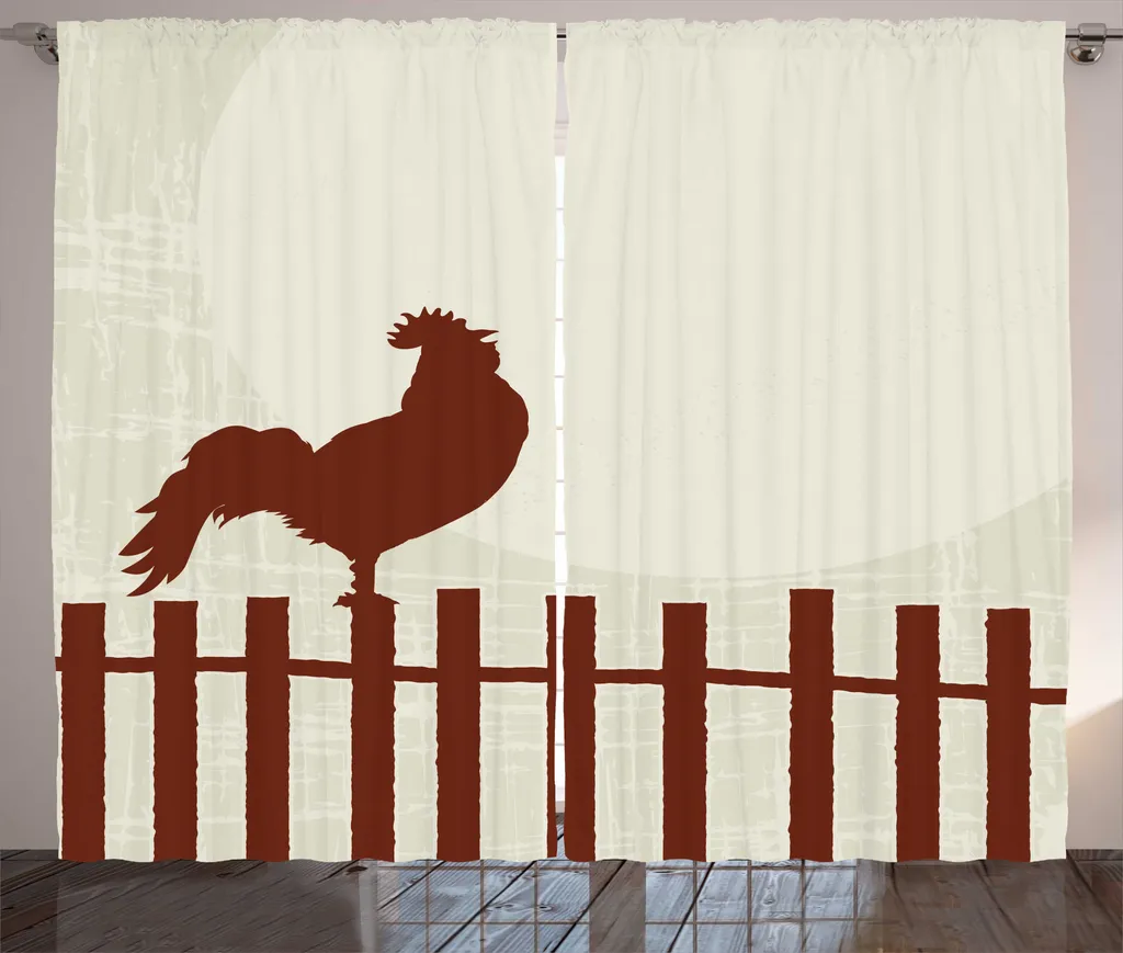 Rideau à Fronces Motif Ferme pour Chambre à Coucher 280 x 225 cm