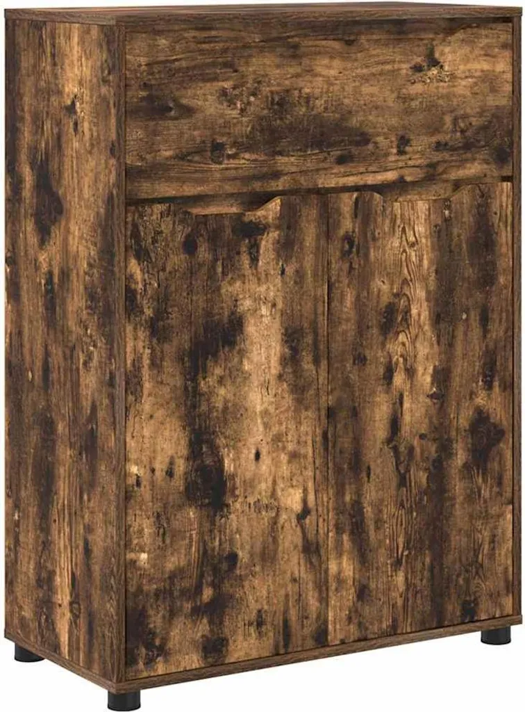 Meuble de rangement salle de bains coloris Chêne fumé bois robuste