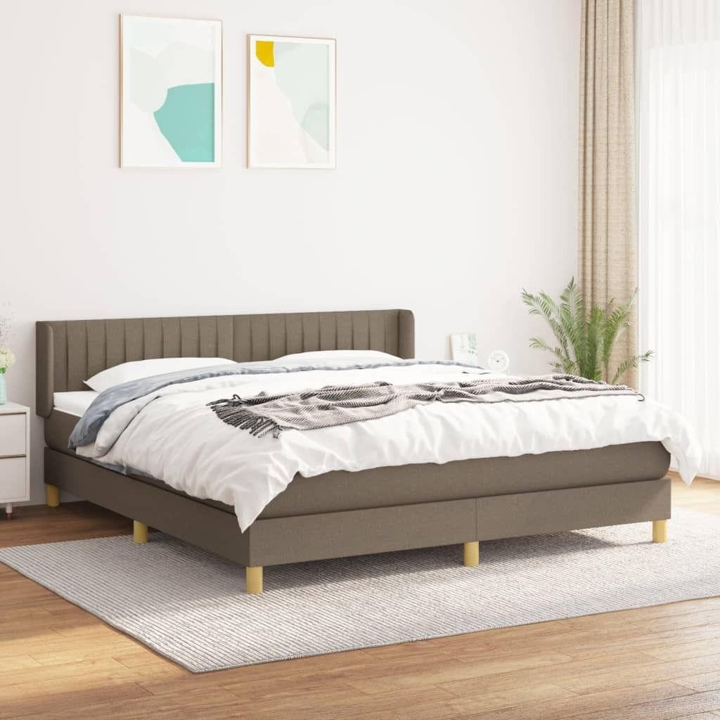 The Living Store Boxspringbett mit Matratze Taupe 200x200 cm Stoff