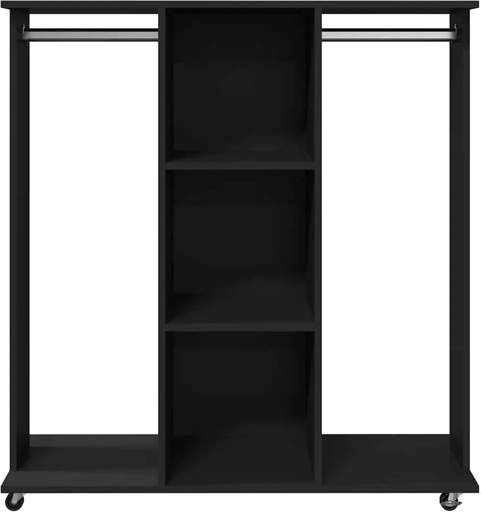 Portant à vêtements noir robuste 102 cm avec roulettes multidirectionnelles