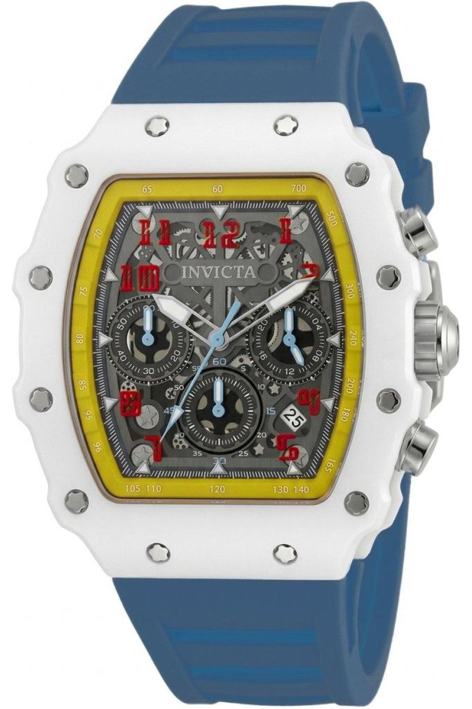 Invicta Racing 69732 Herrenarmbanduhr - Quartz Uhrwerk - Acryl mit Silbernem Zifferblatt - 44 mm