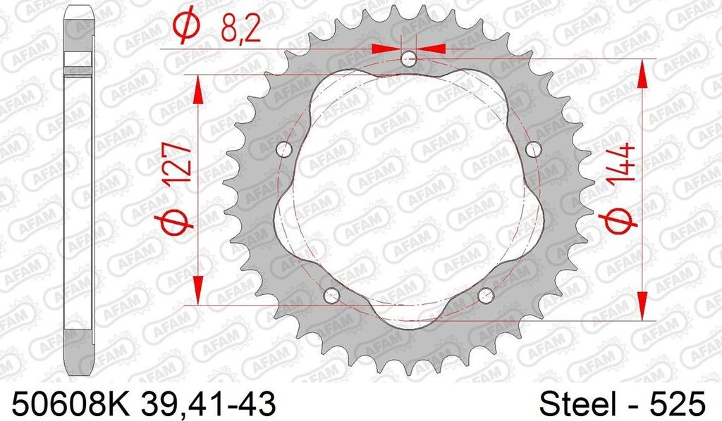 AFAM Standard Stahlritzel hinten 50608K - 525