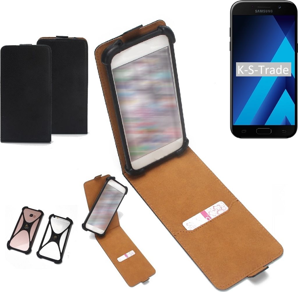 K-S-Trade Handyhülle Schutzhülle kompatibel mit Samsung Galaxy A5 (2017) Case Cover Flip Style Bumper schwarz 1x