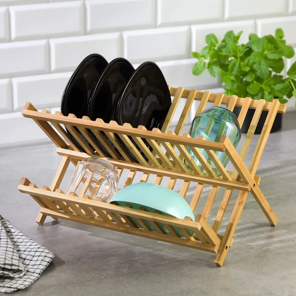 Sèche-Vaisselle Pliable Kinghoff KH-1631 en Bambou Antibactérien Design
