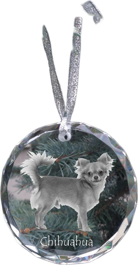 Chihuahua Kurzhaar - Kristallkugel mit Foto, Hundebild im Kristall, personalisierter Christbaumschmuck von Art-Dog.