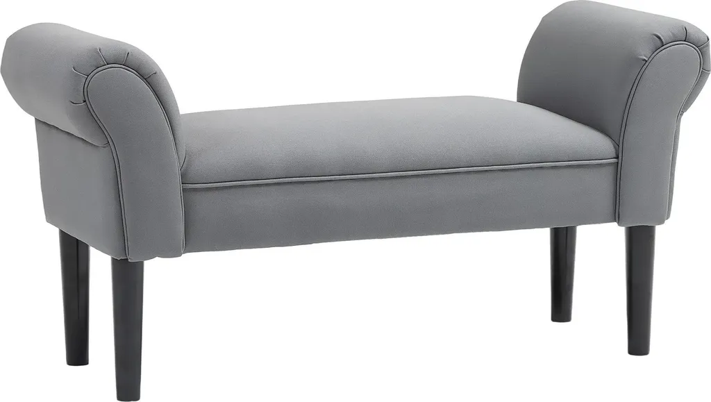 Banquette-lit en tissu gris foncé avec pieds en bois et accoudoirs - 110cm