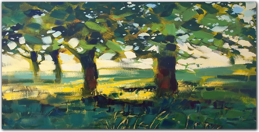 Coloray Bild aus Acryl 140 cm x 70 cm - Wanddekoration Küche Bild auf Acrylglas Dekoration Wohnzimmer Gehärtetes Acryl - Gras Bäume