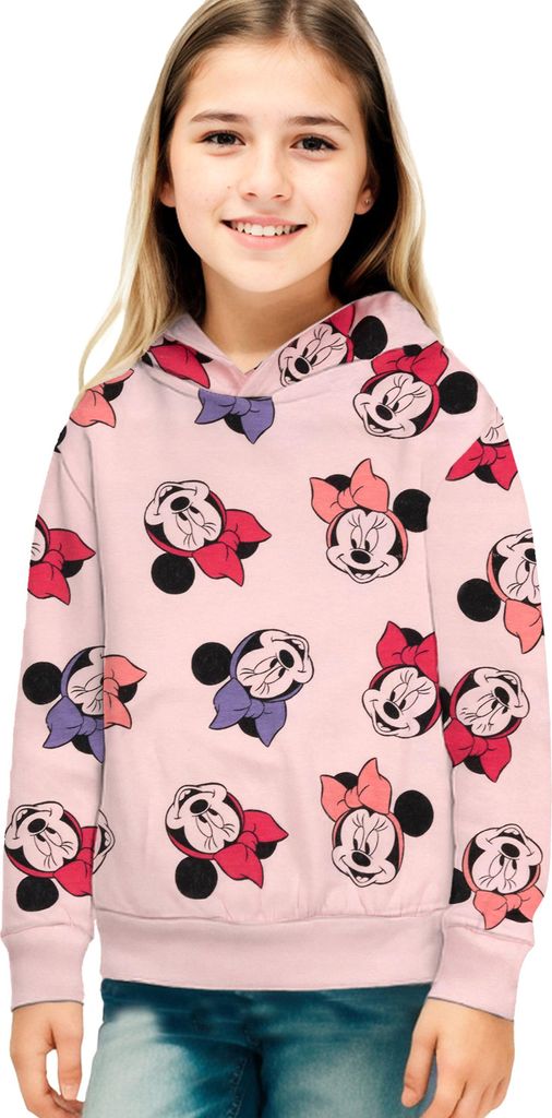 Disney Minnie Mouse Hoodie für Mädchen - Kinder Kapuzenpullover Pullover mit Kapuze Sweatshirt Rosa 110-116