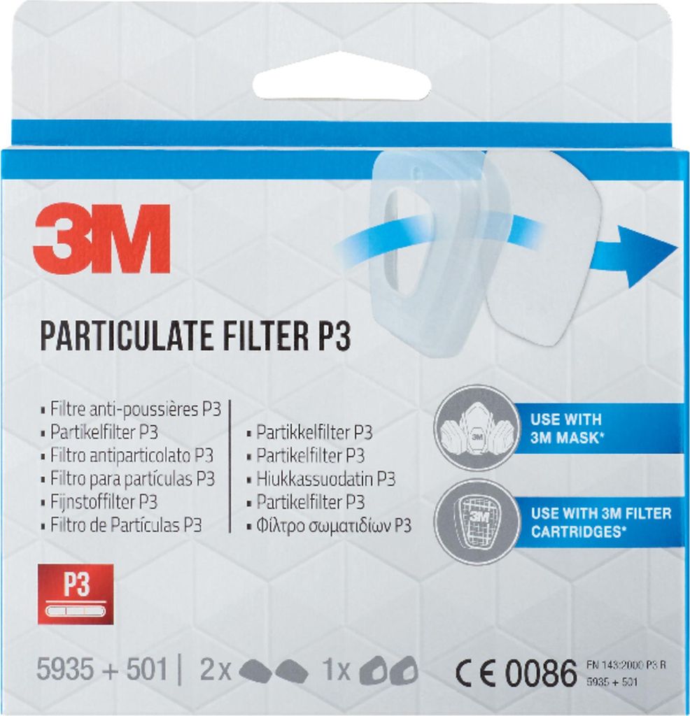 3M Partikelfilter FFP3 5935PRO2 2Paar +1Paar Halter Produktbild 