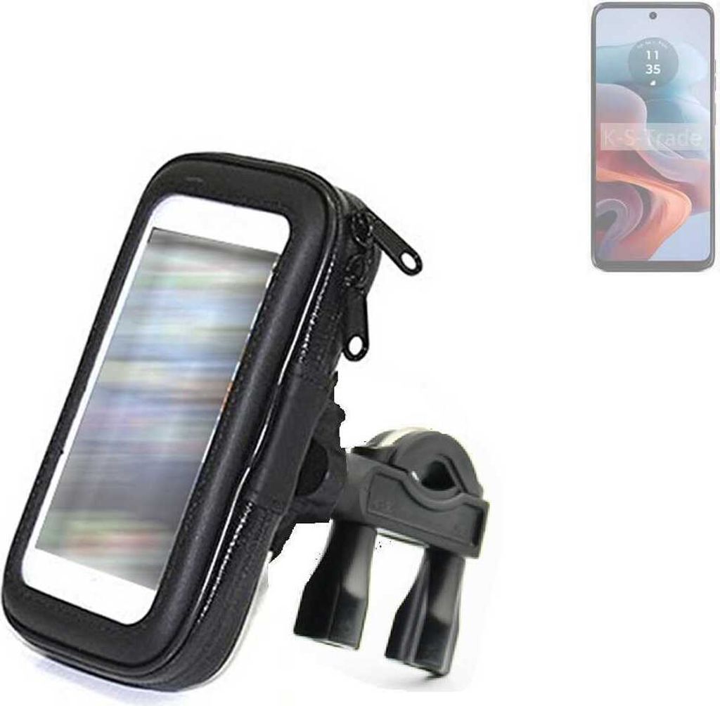 K-S-Trade Fahrrad-Halterung kompatibel mit Motorola G34 5G Handy-Halterung Halter Lenkstange Fahrradhalterung Motorrad Bike Mount Wasserabweisend